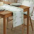 thumbnail image 2 of Table Runner Dresser Scarves 48 Inch Long, Watercolor Green Leaves on White Linen Dining Table Runners Rustic Farm Botanical Leaf Tabletop Scarf for Wedding Holiday Party Kitchen, 2 of 7