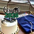 thumbnail image 4 of Decoración para tartas Tivurcia Class of 2026 Congrats Grad, negro/verde, 4 of 7