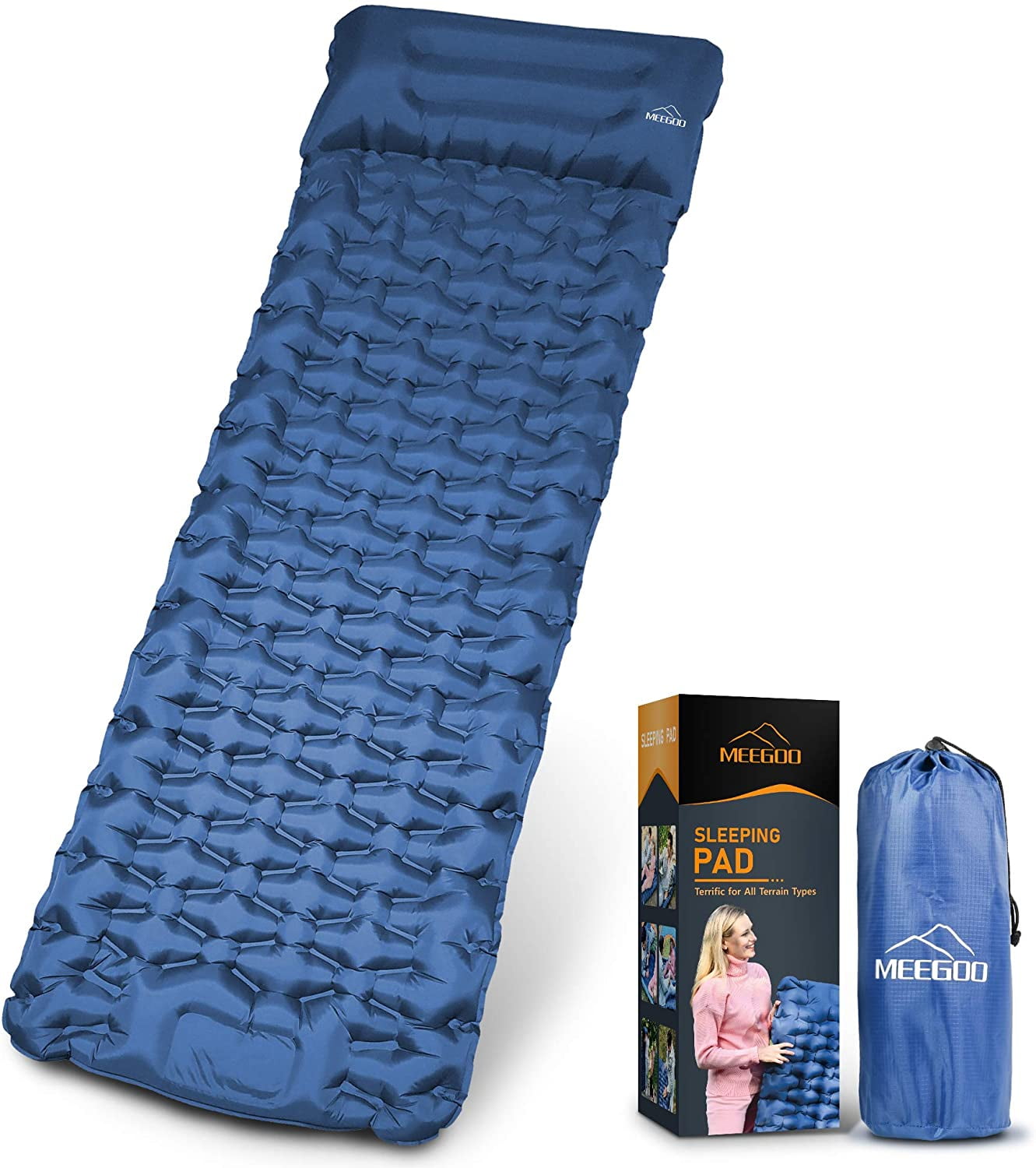 Meegoo Camping Sleeping Pad Sleeping Mat with Pillow for Backpacking