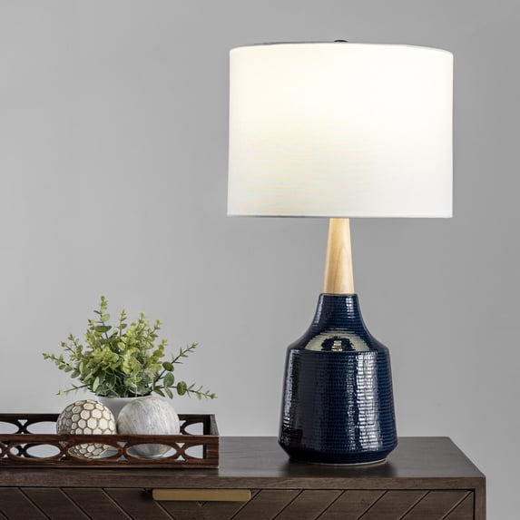 nuLOOM Torrance 28" Ceramic Table Lamp, 28" H x 15" W x 15" D, Navy
