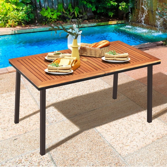 Maykoosh Earthy Elegance Iron Outdoor Dining Table, 60 L x 39 W x 29 H ...