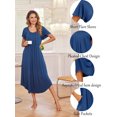thumbnail image 5 of Avidlove Women's Short Sleeve Nightgown Long Nightshirts Pleated Sleep Dress Sleepwear with Pockets, 5 of 6