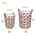 thumbnail image 3 of Fotbe Abstract Pink Plaid Butterfly Pattern Laundry Basket with Handles, Waterproof Large Laundry Hamper, Wash Bag for Corner Dorm, Rolling Laundry Basket with Handles-Small, 3 of 6