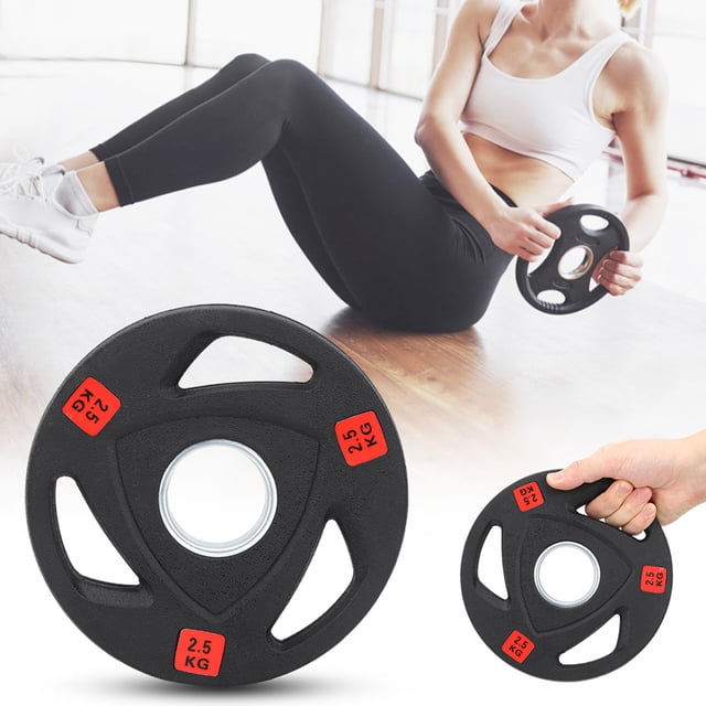 Pieza Negra de Levantamiento de Pesas Duradero, Rodajas de Tres Agujeros Con Barra A Mano, 2,5 kg/ 5 kg/ 10 kg/ 15 kg/ 20 kg Equipo de Fitness de Gimnasia