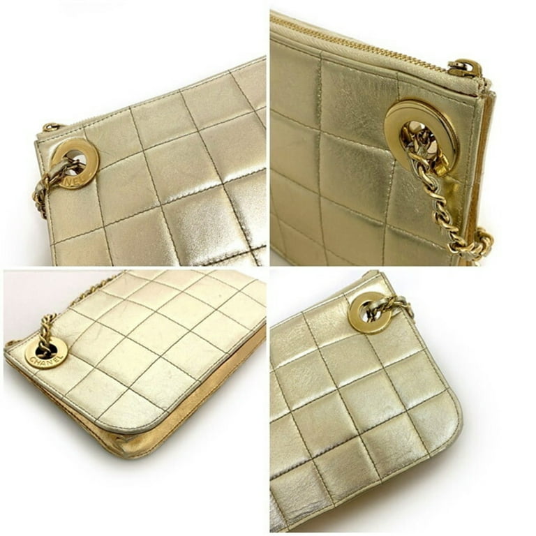 Chanel Chocolate Bar Accordion Reissue Flap Bag Quilted Metallic Lambskin  Medium Gold 23188040