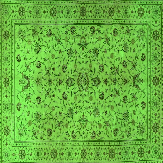 Ahgly Company Indoor Square Persian Green Traditional Area Rugs, 8' Square