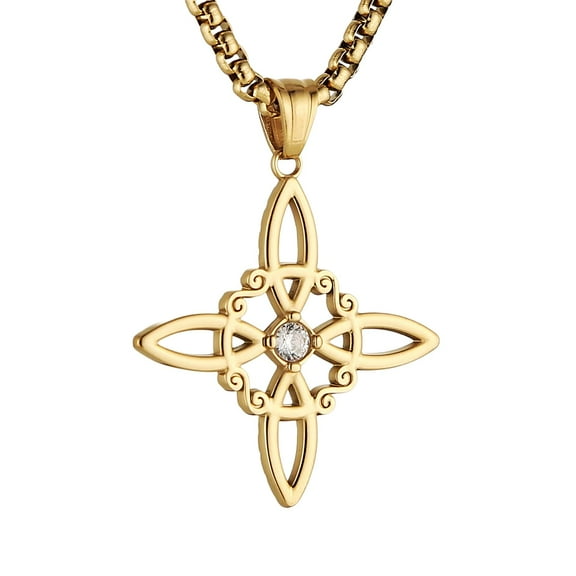 HZMAN Celtic Knot Necklace for Men Women Stainless Steel Retro Irish Witch Knot Pendant Jewelry Gift