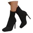 thumbnail image 5 of Women's Stretch Knit Sock Ankle Boots, Square Toe Thin Stiletto High Heel Slip-On Fashion Booties for Party Wedding Daily Outfits Black 43, 5 of 8