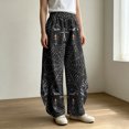 thumbnail image 2 of Bovemsi Hiking Pants Women Wide Leg Barrel Baggy Trousers, Elastic High Waist Casual Pants With Pockets Fashion Outfits Clothes L Multicolor, 2 of 4