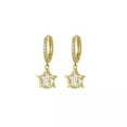 thumbnail image 6 of K-KED 925 Sterling Silver Small Huggie Hoop Earrings with Dangling Star Charms-Gold, 6 of 6