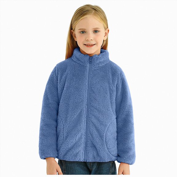 Xyant Toddler Girls Boys Fleece Jacket Kids Polar Fleece Zipper Jacket Soft Fall Winter Warm Outerwear With Pockets (Blue,8-9 Years)