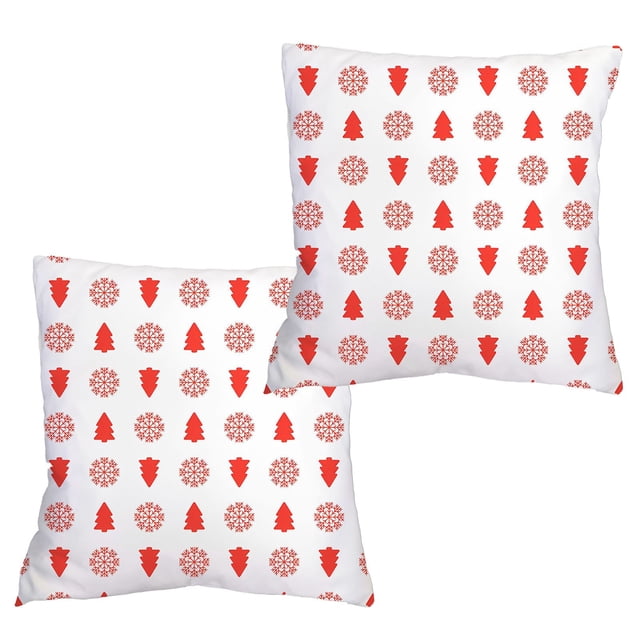 Housses de Coussin de Noël 18X18 Ensemble de 2 Housses de Coussin de Noël 18X18 Pouces Ensemble de 2 Coussins Décoratifs Rouges pour Arbre de Noël Décoration de Noël d'Hiver pour Canapé de Maison