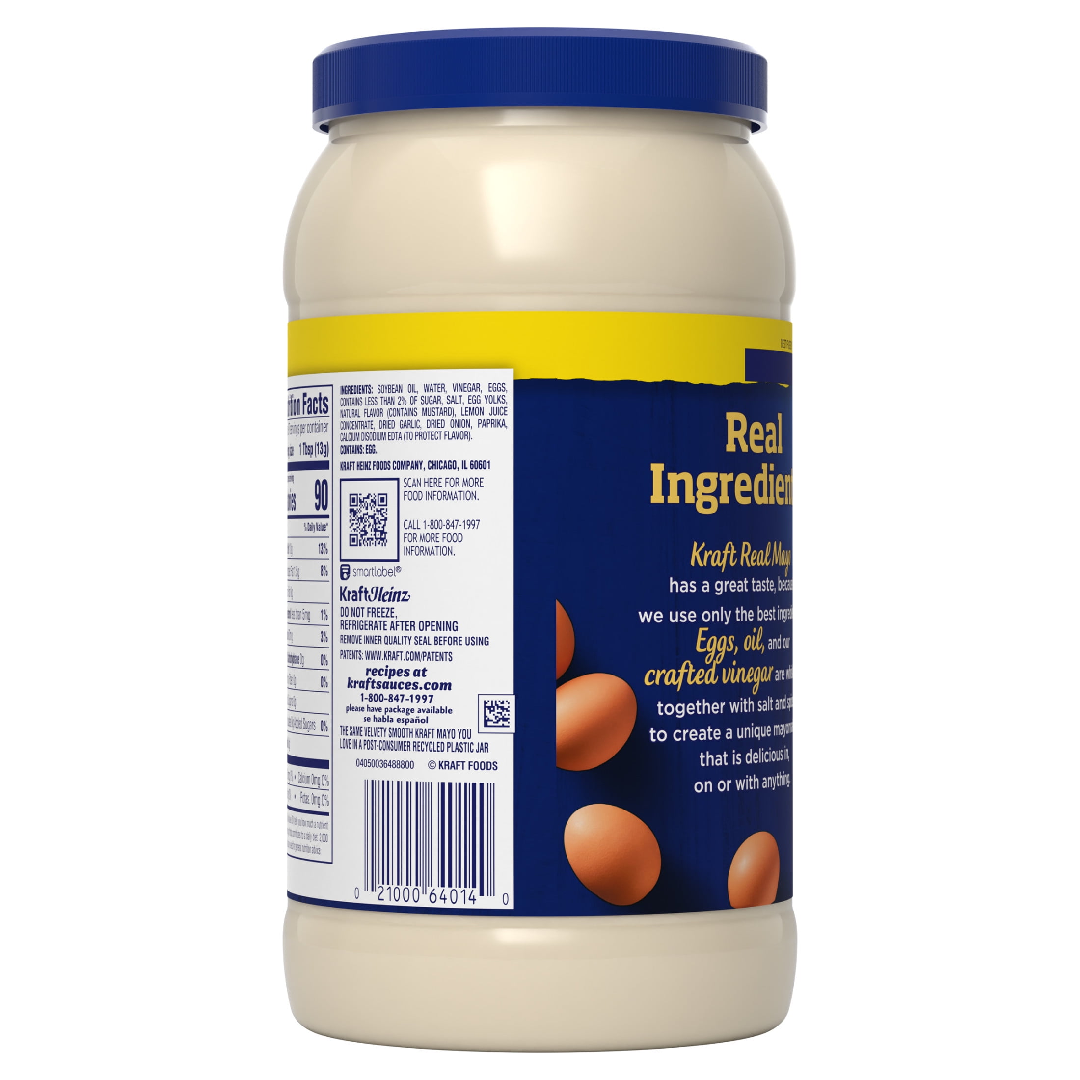 (6 pack) Kraft Real Mayo Creamy & Smooth Mayonnaise, 48 fl oz Jar