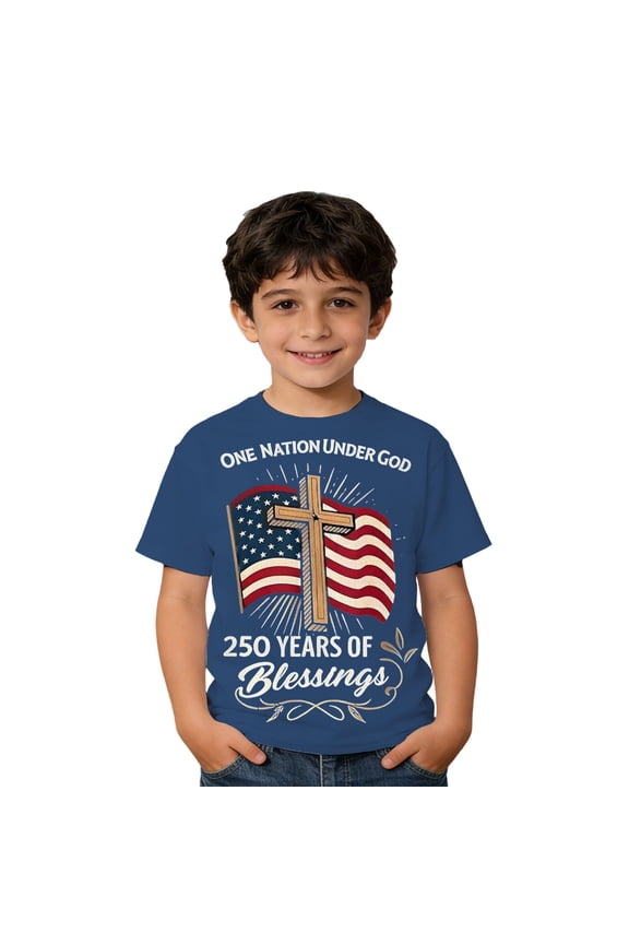 Kids 250th Anniversary America Flag Shirt for Boys USA 250 Years Birthday 1776 July 4th T-Shirt Independence Day Freedom T-Shirt