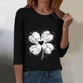 thumbnail image 4 of felwors Saint Patricks Day for Women Lucky Shamrock 3/4 Sleeve Shirt Funny Irish Graphic Tee Spring Party Tops (Black, S), 4 of 8