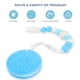 thumbnail image 3 of Juguetes para la dentición del bebé para bebés de 3 a 12 meses, mordedores de silicona con soporte para cuentas de alivio y clips para chupete, diseño de galletas para niños y niñas (azul) sincero  electrónico, 3 of 5