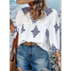 thumbnail image 4 of Blusas Casuales de con Cuello en V y Estampado Floral para Mujer, Blusas Bohemias de Verano con Mangas 3/4. Azul L, 4 of 8