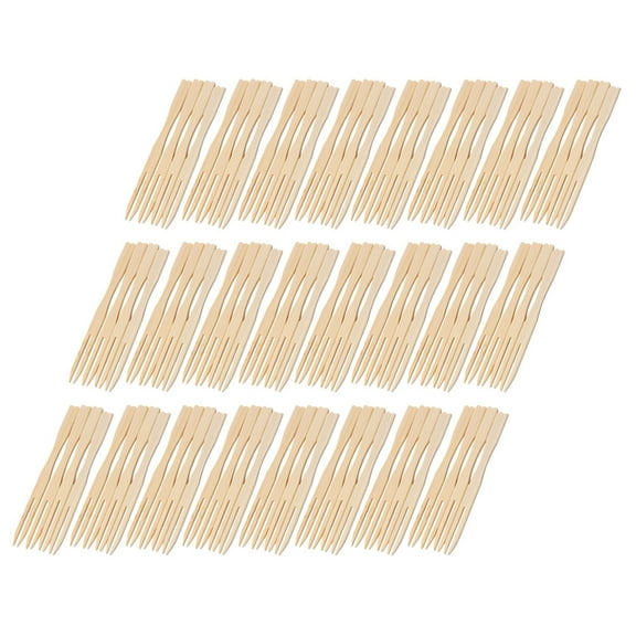Disposable Bamboo Fork Dessert Decor Afternoon Tea Charcuterie Board Forks Decorative Food Picks Cocktail 100 Pcs