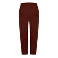 thumbnail image 4 of Corduroy Pants for Women Side Button Elastic Waist Fall Winter Pant Straight Leg Lightweight Comfy Trousers with Pockets Wine L, 4 of 7