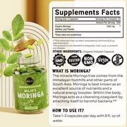MAJUs Moringa Capsules, 90 Count - Organic, Non-GMO, Raw, Leaves Hand Picked from the Drumstick Tree and Shade-Dried