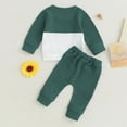 thumbnail image 5 of Baby Boys Outfits 2Pcs Fall Winter Clothes Waffle Color Blocked Long Sleeve Hoodie Tops with Drawstring Pants Toddler Outfits Set Baby Boy Clothes 9 12 18 24 Months 2T 3T, 5 of 6