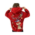 thumbnail image 2 of Seyurigaoka Christmas Women Juniors Hoodie, Hooded Elk Print Sweatshirt Casual Tops, 2 of 4