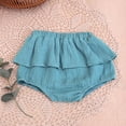 thumbnail image 2 of Dresses For Girls Linen Blended Cute Flower Triangle Culottes Solid Toddler Dress Blue -, 2 of 3