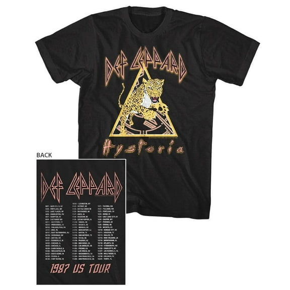 Def Leppard Leopard Hysteria US Tour 1987 Men's T Shirt (Black, Big&Tall2XLT)