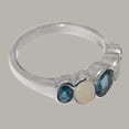 thumbnail image 4 of LBG British Made Stunning 10k White Gold Natural London Blue Topaz & Opal Womens Band Ring - 33 size options - Size 8.5, 4 of 6