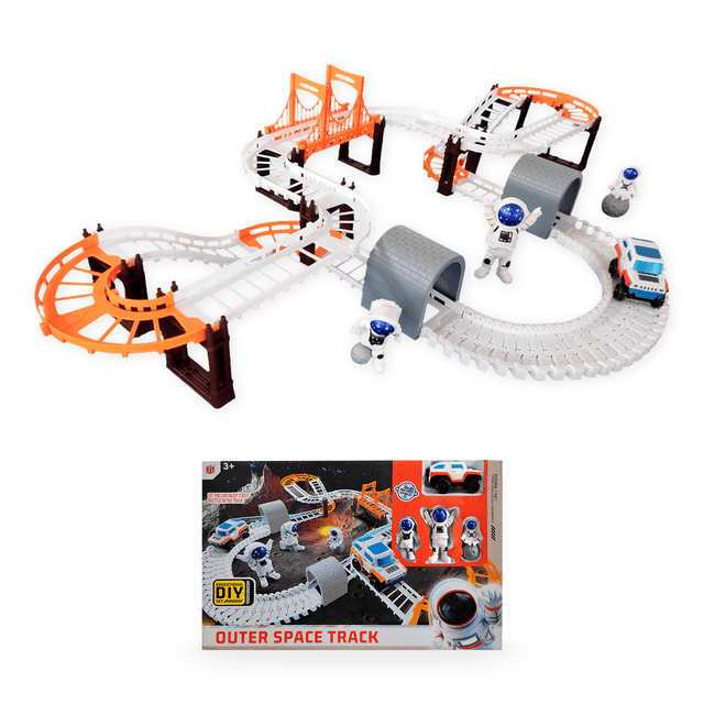 Juguete Pista de Carreras Espacial 100+ Piezas Rm Regalomex Astronautas para Niños blanco