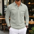 thumbnail image 2 of WULMLEO Men's Long Sleeve Polo Shirts 2026 Fashion Casual Polo T Shirt Slim Fit Shirt Collared Office Work Golf Polo Shirt Gray S, 2 of 8