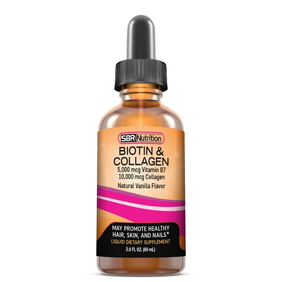 Biotin 5000 mcg & Collagen 10000 mcg Liquid Drops, Vitamins for Hair Growth and Thickening, Skin Health and Nail Strength, 2 fl oz