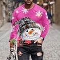 thumbnail image 1 of Blusas y camisas de manga larga y cuello redondo para hombre, informales, a la moda, con estampado navideño, cuello redondo, blusas de licra de manga larga para hombre., 1 of 5