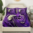 thumbnail image 3 of Purple Gradient Bed Sheets Set Black Beige Twin Size Sheet Sets Women, Blue Marble Sheets Psychedelic Galaxy Bed Set Dreaming Marbling Flat Sheet Soft 3 Piece, 3 of 5
