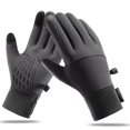 thumbnail image 1 of Guantes de ciclismo para hombre Q248, para deportes al aire libre, antideslizantes, de terciopelo, de microfibra gruesa, de cuero, con pantalla táctil, cálidos guantes de ciclismo de invierno, 1 of 4
