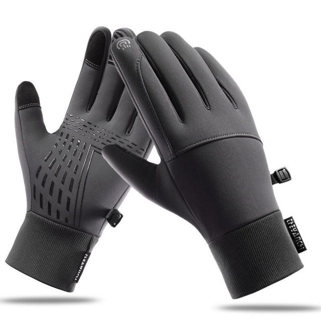 Guantes de ciclismo para hombre Q248, para deportes al aire libre, antideslizantes, de terciopelo, de microfibra gruesa, de cuero, con pantalla táctil, cálidos guantes de ciclismo de invierno