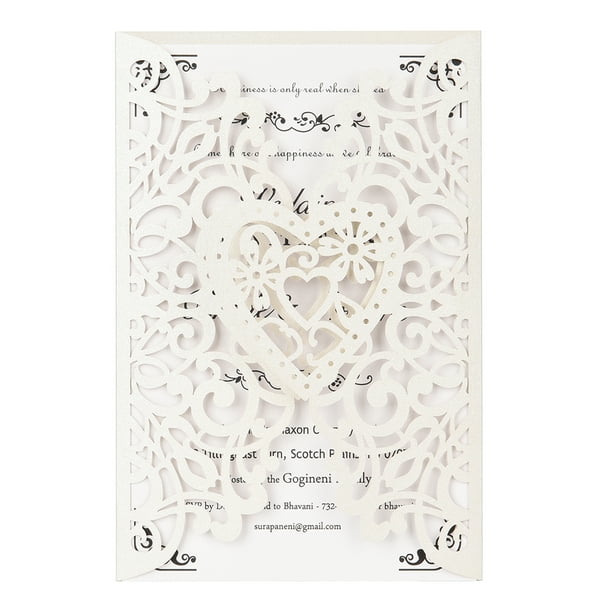 Htovila 20pcs Pearl Paper Cut Wedding Invitation Cards Greeting Card Kits Event Party Supplies With Blank Inner Sheet Walmart Com Walmart Com