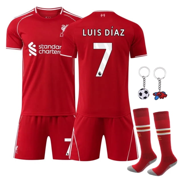 2025/26 Liverpool Home #7 Luis Diaz Soccer Jersey Kits