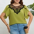 thumbnail image 4 of Posijego Hauts pour Femmes Grande Taille Blouses d'Été Fluides à Manches Courtes Col Rond Chemises Décontractées Hauts Habillés, 4 of 5
