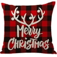 thumbnail image 1 of Funda de almohada navideña con diseño de muñeco de nieve para el hogar, almohada de lino a cuadros rojos, cojín navideño, 1 of 3