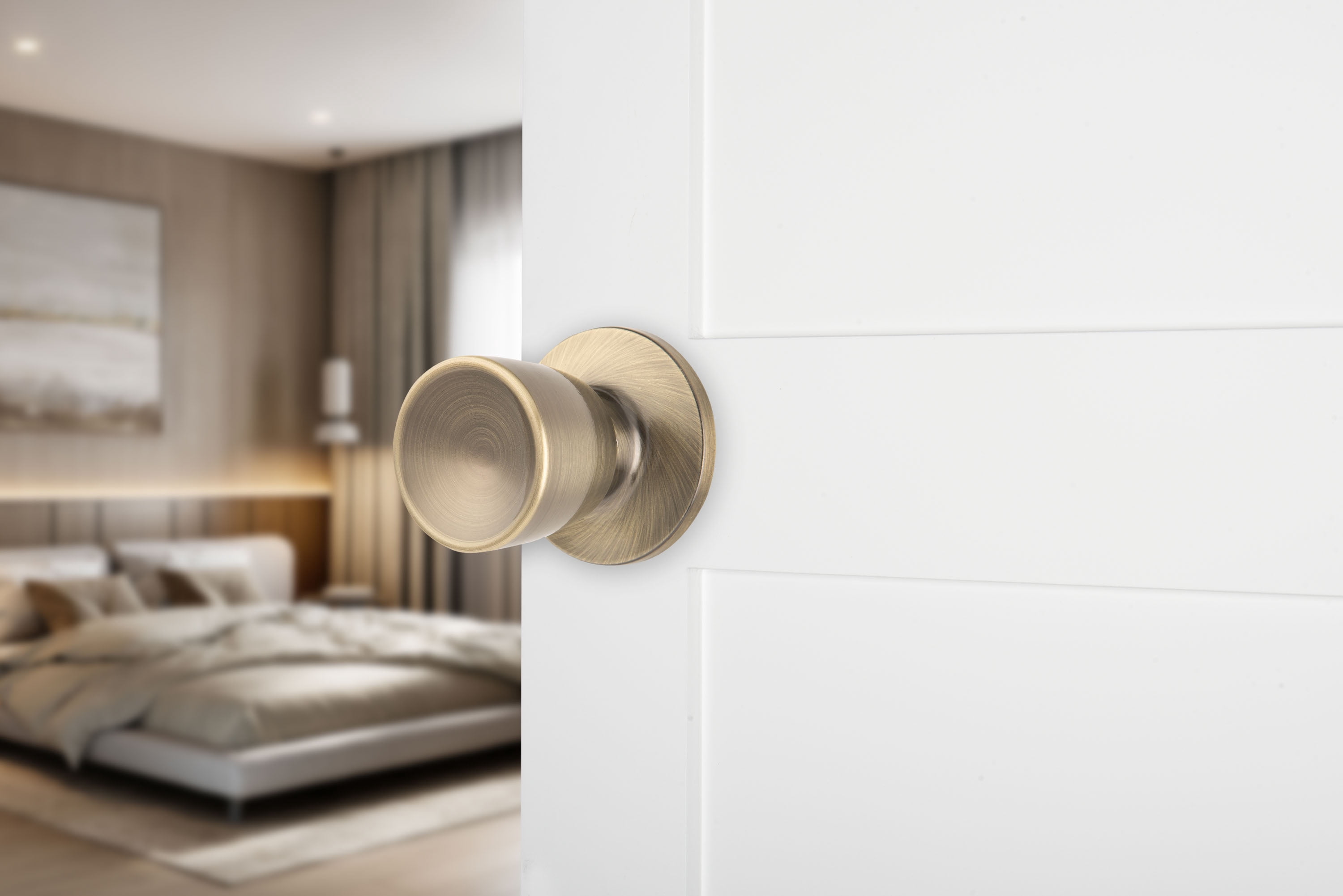 (2 pack) Brinks Passage Hall/Closet Classic Bell Style Doorknob, Antique Brass Finish