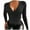 Black, variant on VEKDONE 2025 Deep-V Pullover Sweater for Womens Slim Fit Ribbed Cross Wrap Tops, Long Sleeve Blouse, Knit Undershirts