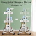 thumbnail image 3 of Behome Rolling Cart, 3-Tier Storage Cart with Wheels and Handle, Mobile Utility Cart for Office, Kitchen, Craft Room, White, 3 of 7