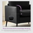 thumbnail image 3 of LAZZO Faux Leather Accent Chair, Mid-Century Modern Upholstered Armchair with Curved Armrests for Living Room and Office, Black, 3 of 10