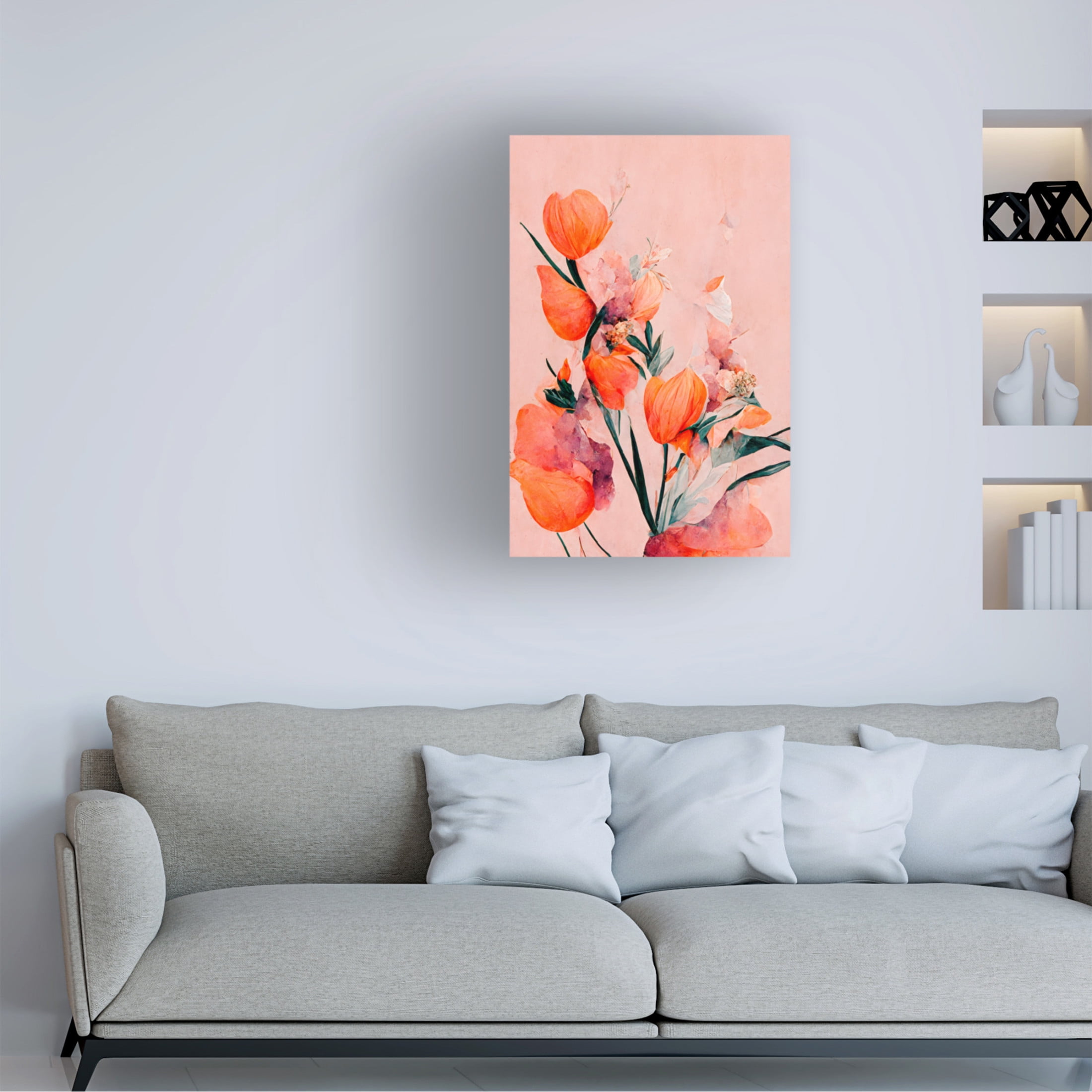 Canvas Wall Art - Treechild 'Orange Tulips' Wall Art for Living Room, Bedroom, or Office D?cor by Trademark Fine Art - 30 x 47 Inches