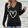 thumbnail image 2 of DDAPJ pyju Women's V-Neck T-Shirt Long Sleeve Love Heart Graphic Blouse Romantic Casual Tee Tops Valentine's Day Gifts Black XL, 2 of 9