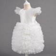 thumbnail image 4 of ZACPNCV Girls Tutu Dress Irregular Tulle Flutter Sleeve A-Line Princess Gown Flower Girl Birthday Party Ball Gown White 2-3 Years, 4 of 6