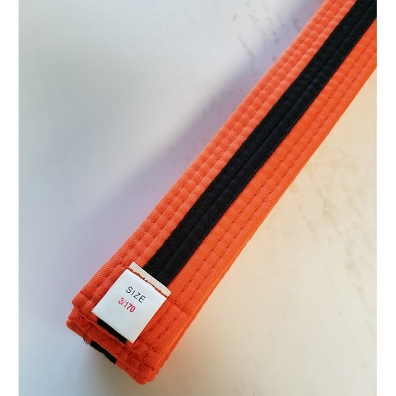 Orange with Black Stripe Karate Belt Taekwondo Belts Martial Arts MMA Double Wrap Belts