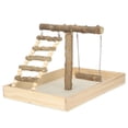 thumbnail image 3 of Soporte de percha para pájaros de madera, estante de pie para juego de loros naturales, entrenamiento de aves con Base grande, 3 of 14
