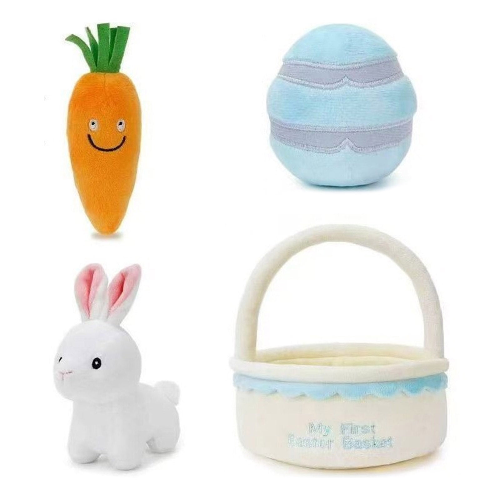 Soft Stuffed Easter Rabbits Realistic Plush Doll with Carrot Basket, Holiday Decor & Kids Bedtime Companion